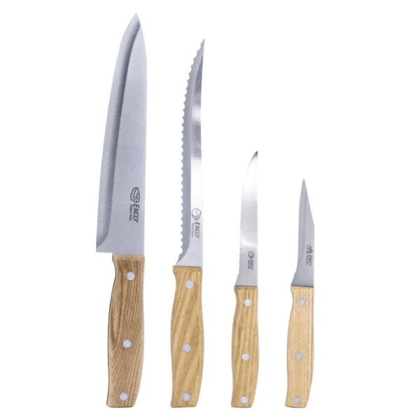 Set de cuchillos Ekco Classic de 4 piezas hechos de Acero Inoxidable con Mango de Madera - Imagen 2